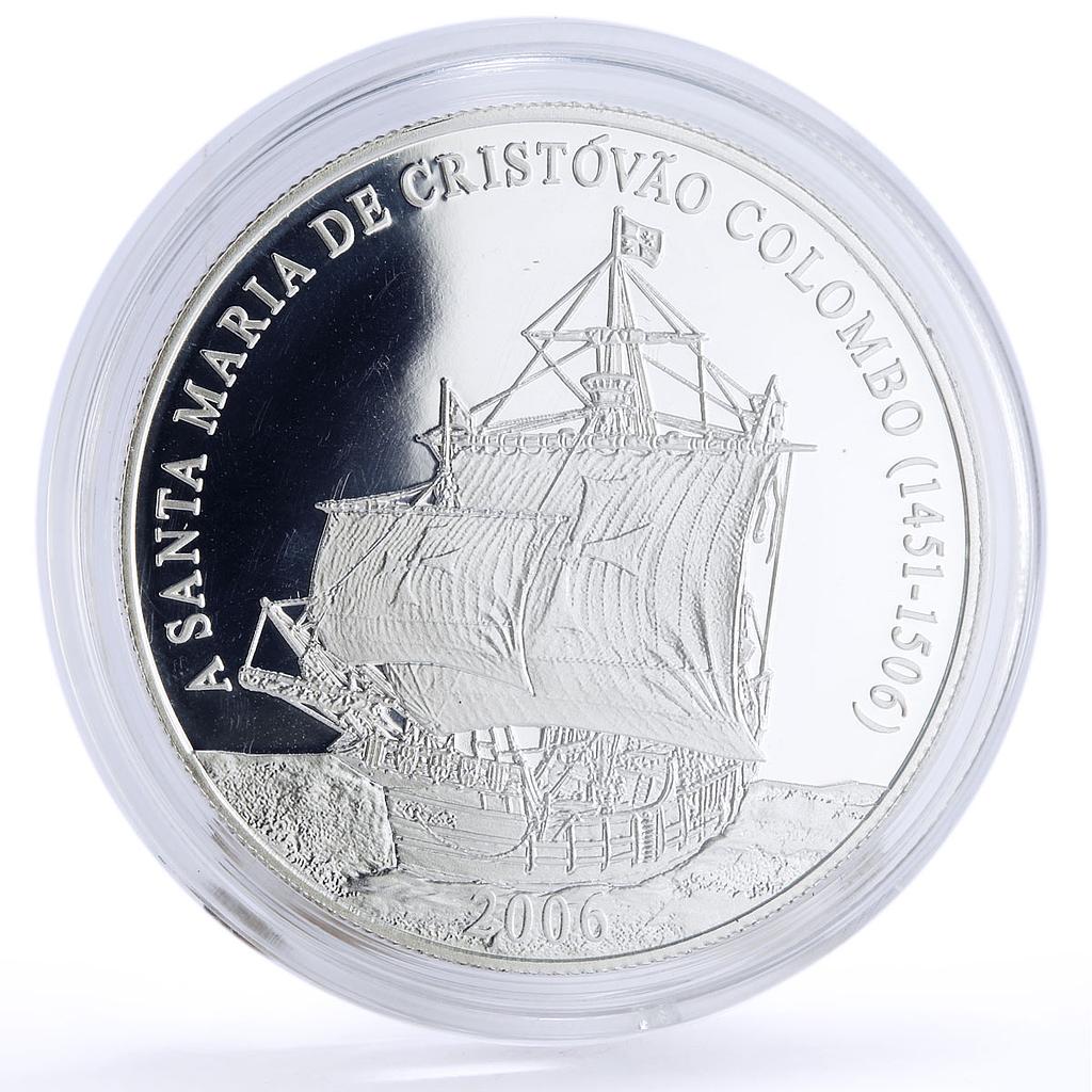 Cape Verde 50 escudos Seafaring Santa Maria Ship Columbus proof silver coin 2006