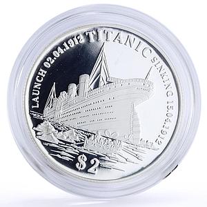 Kiribati 2 dollars Steam Liner Ship Titanic Steamship proof silver coin 1998