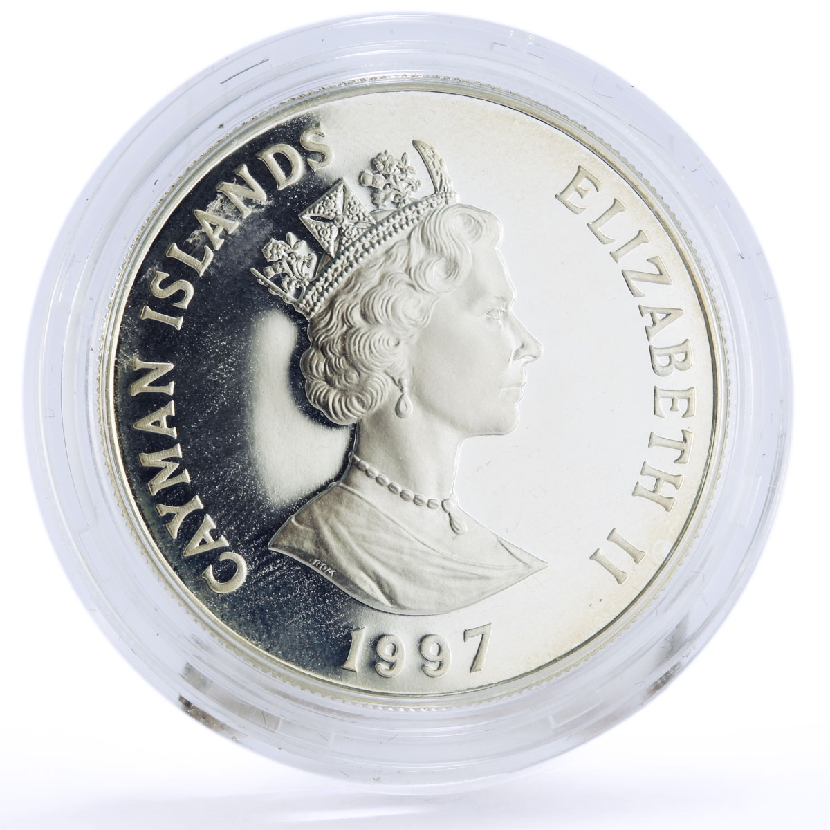 Cayman Islands 2 $ Seafaring Ship Clipper Monetary Authority silver coin 1997