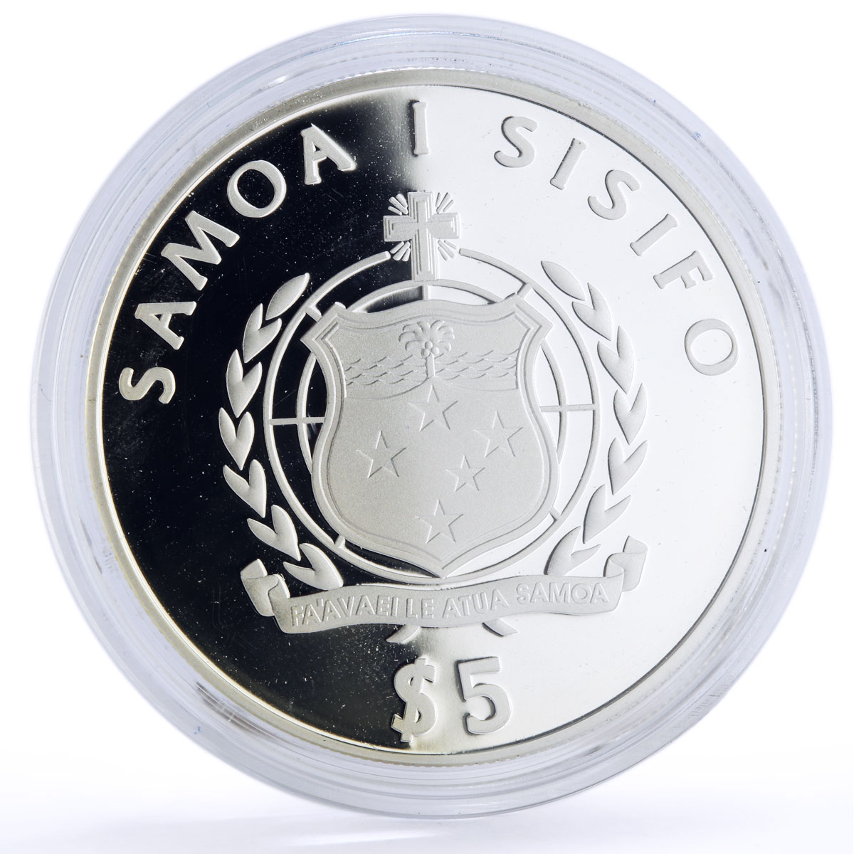 Samoa 5 dollars Seafaring SMS Bismarck Ship Clipper proof silver coin 2008