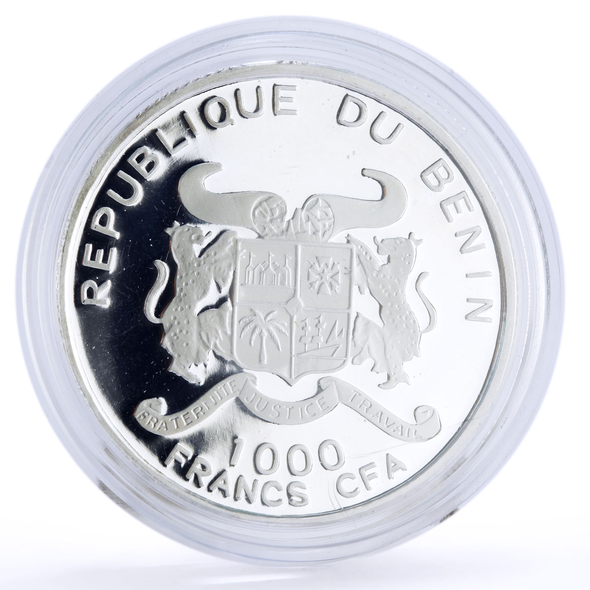 Benin 1000 francs Seafaring Santa Maria Ship Clipper Compass silver coin 2010