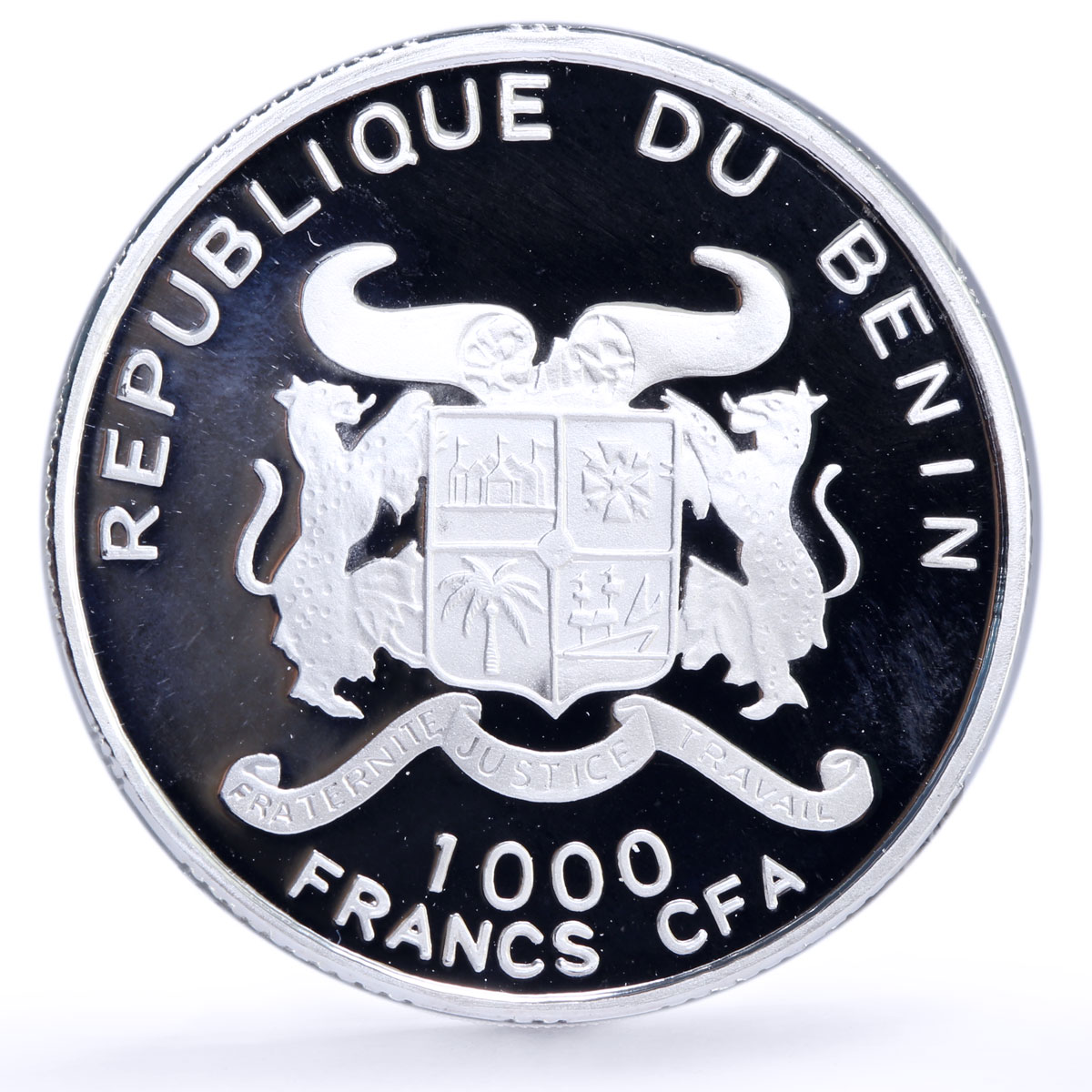 Benin 1000 francs Seafaring Santa Maria Ship Clipper Compass silver coin 2010