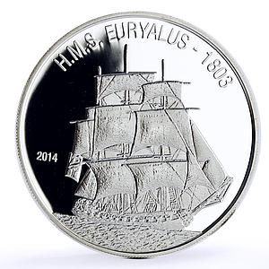 Burkina Faso 1000 francs Seafaring HMS Euryalus Ship Clipper silver coin 2014