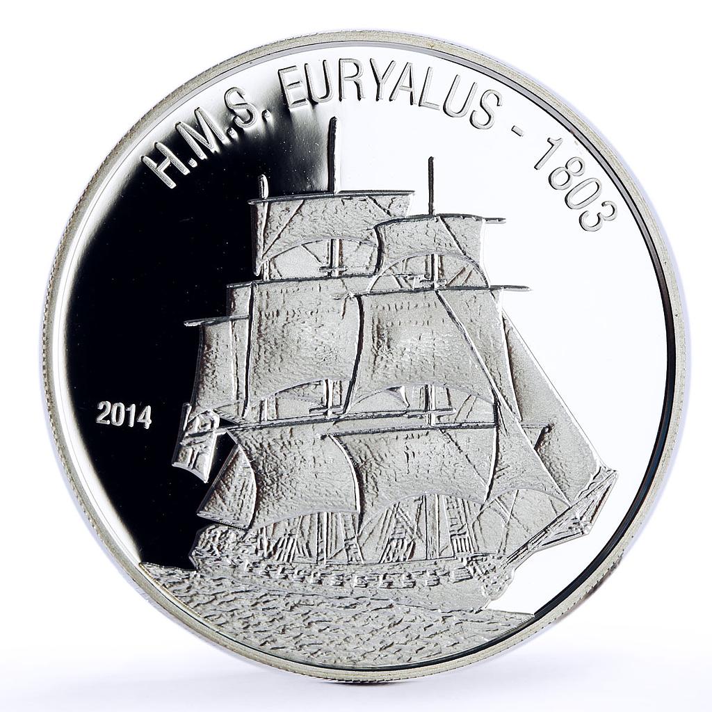 Burkina Faso 1000 francs Seafaring HMS Euryalus Ship Clipper silver coin 2014