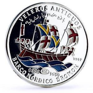 Saharawi 1000 pesetas Seafaring Nordic Drakkar Ship Clipper silver coin 1997