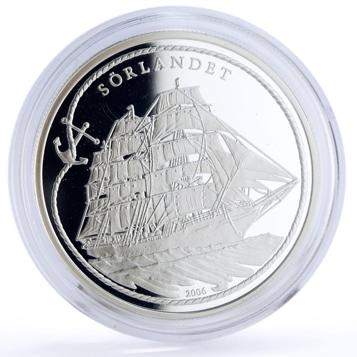 Benin 1000 francs Seafaring Sorlandet Ship Clipper proof silver coin 2006
