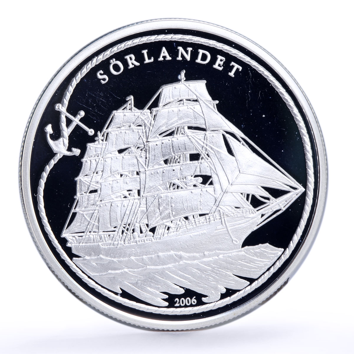 Benin 1000 francs Seafaring Sorlandet Ship Clipper proof silver coin 2006