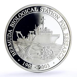 Bermuda 5 dollars Biological Station Research Ship Sea Star silver coin 2003