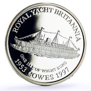 Isle of Wight 1 euro Seafaring Yacht Britannia Ship Steamship silver coin 1997