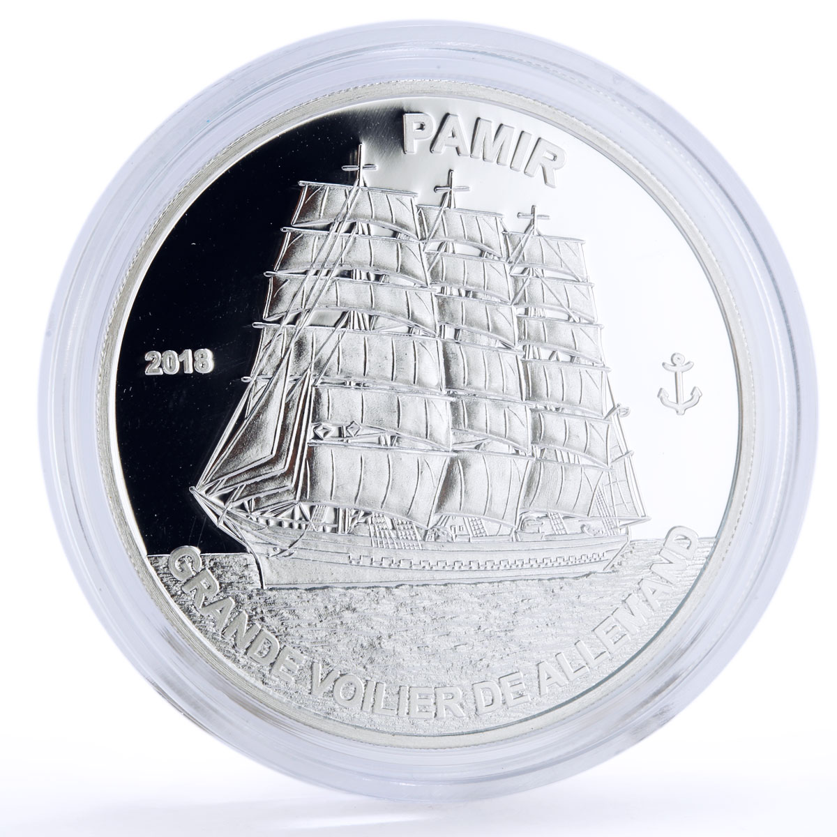 Guinea 1000 francs Seafaring Pamir Ship Clipper proof silver coin 2018