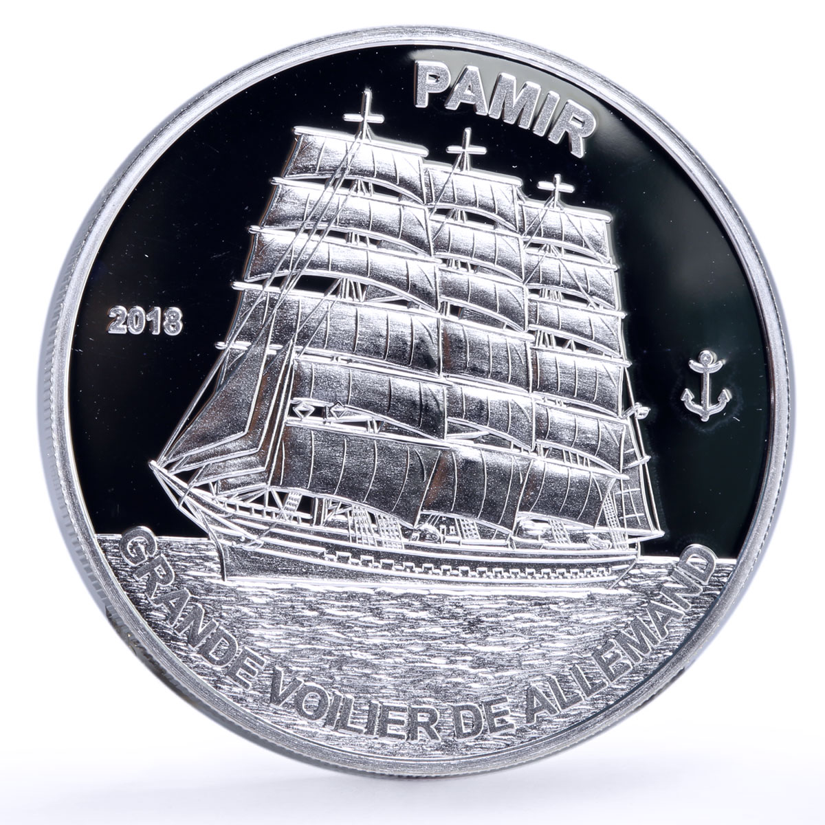 Guinea 1000 francs Seafaring Pamir Ship Clipper proof silver coin 2018