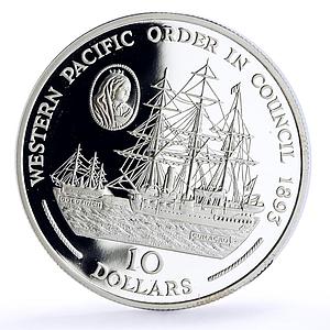 Solomon Islands 10 dollars Seafaring Ship Clipper Pacific Order silver coin 1993