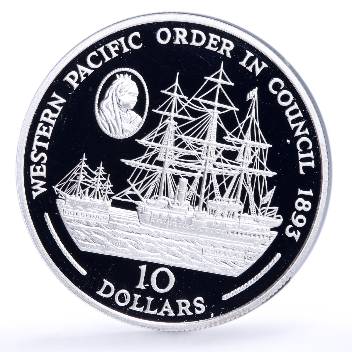 Solomon Islands 10 dollars Seafaring Ship Clipper Pacific Order silver coin 1993
