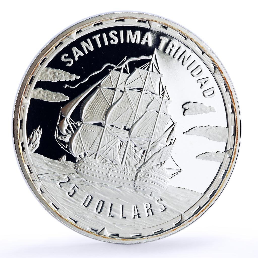 Solomon Islands 25 dollars Seafaring Santisima Trinidad Ship silver coin 2005