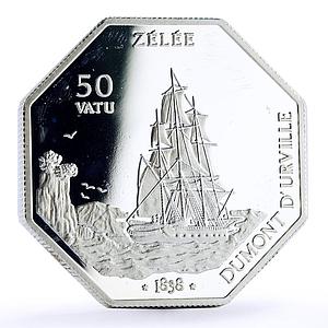 Vanuatu 50 vatu Seafaring Zelee Ship Clipper proof silver coin 1999