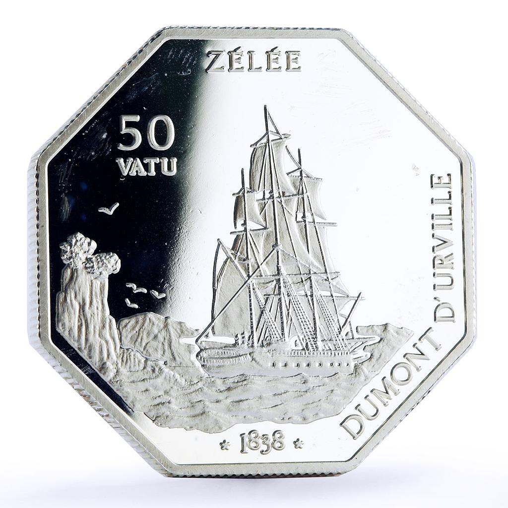 Vanuatu 50 vatu Seafaring Zelee Ship Clipper proof silver coin 1999