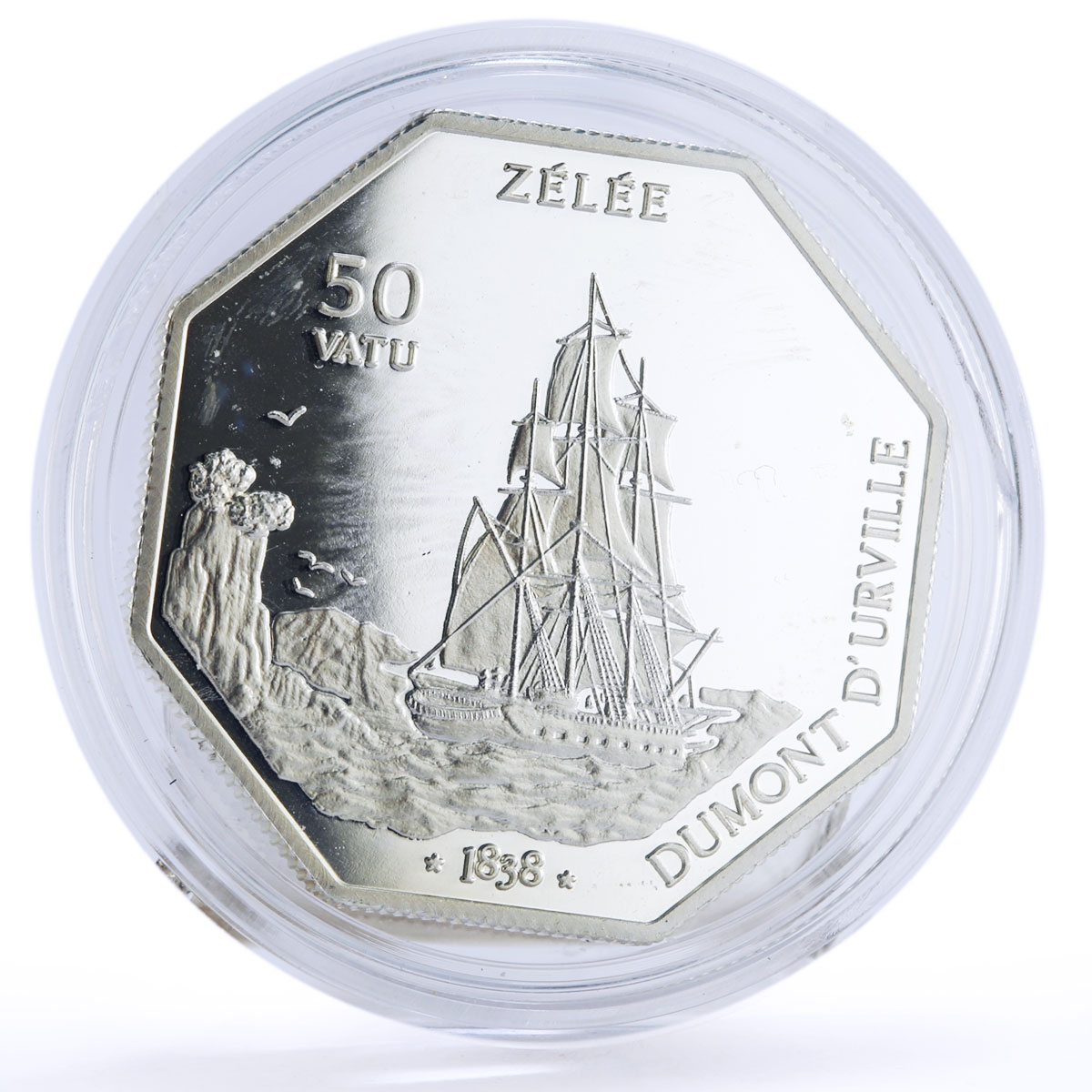 Vanuatu 50 vatu Seafaring Zelee Ship Clipper proof silver coin 1999