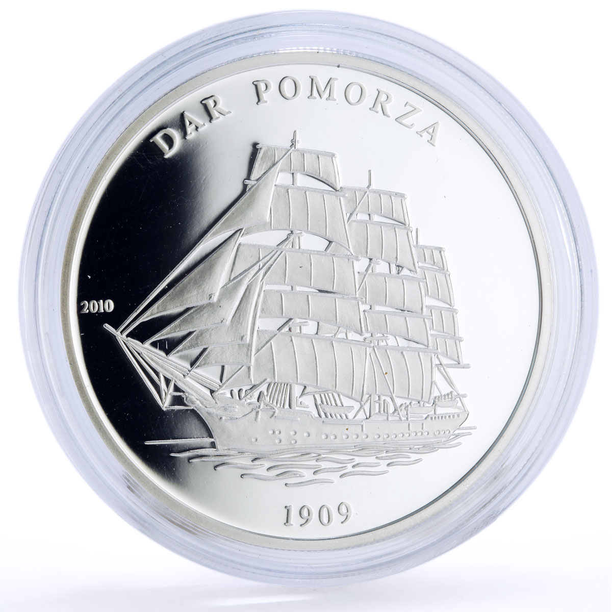 Ivory Coast 1000 francs Seafaring Dar Pomorza Ship Clipper silver coin 2010