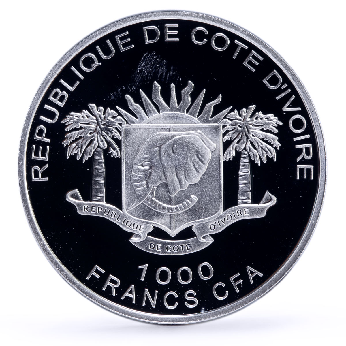 Ivory Coast 1000 francs Seafaring Dar Pomorza Ship Clipper silver coin 2010