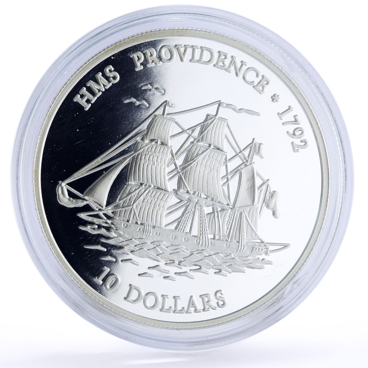 Fiji 10 dollars Seafaring HMS Providence Ship Clipper proof silver coin 2001