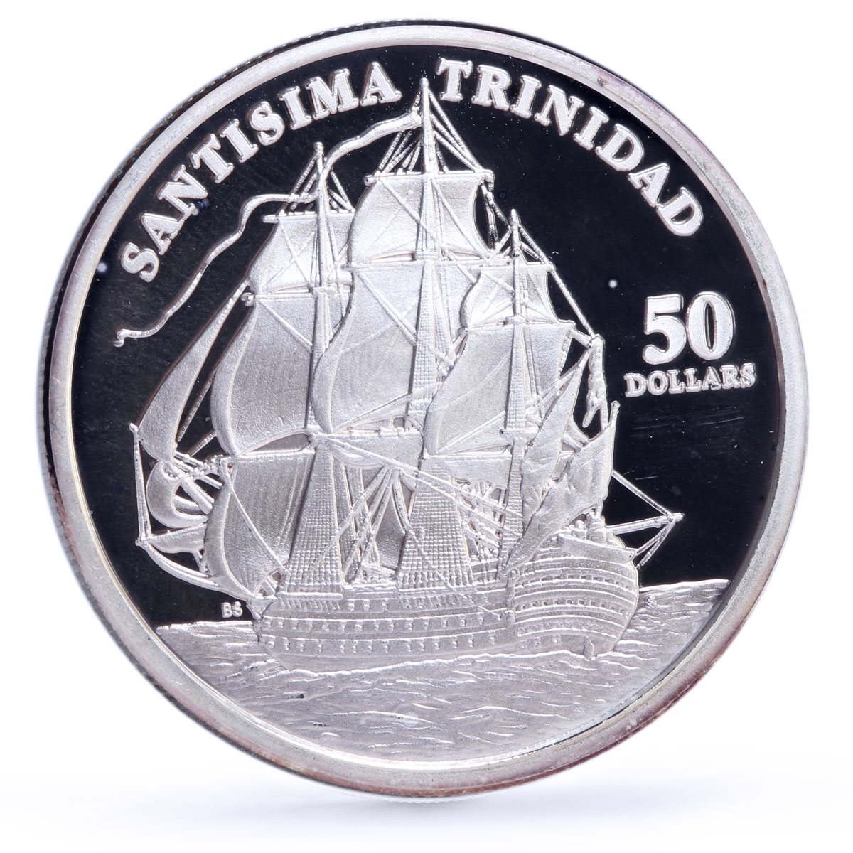 Marshall Islands 50 dollars Seafaring Santisima Trinidad Ship silver coin 1998