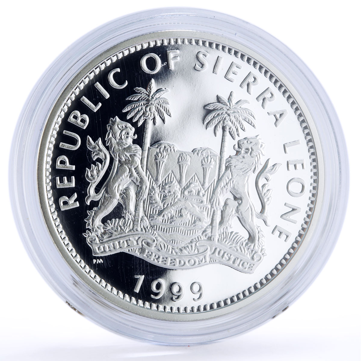 Sierra Leone 10 dollars Seafaring Ship Clipper Amerigo Vespucci silver coin 1999