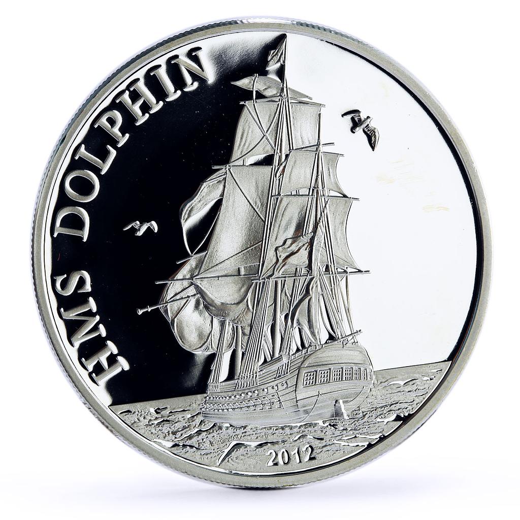 Tokelau 5 dollars Seafaring HMS Dolphin Ship Clipper proof silver coin 2012