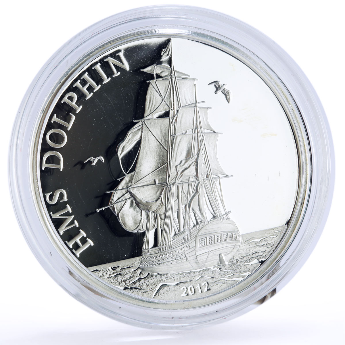 Tokelau 5 dollars Seafaring HMS Dolphin Ship Clipper proof silver coin 2012