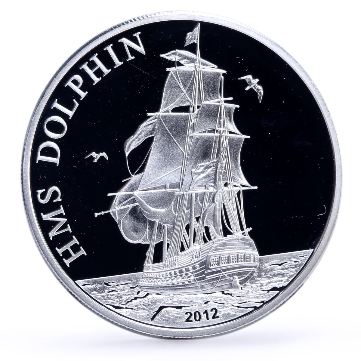 Tokelau 5 dollars Seafaring HMS Dolphin Ship Clipper proof silver coin 2012