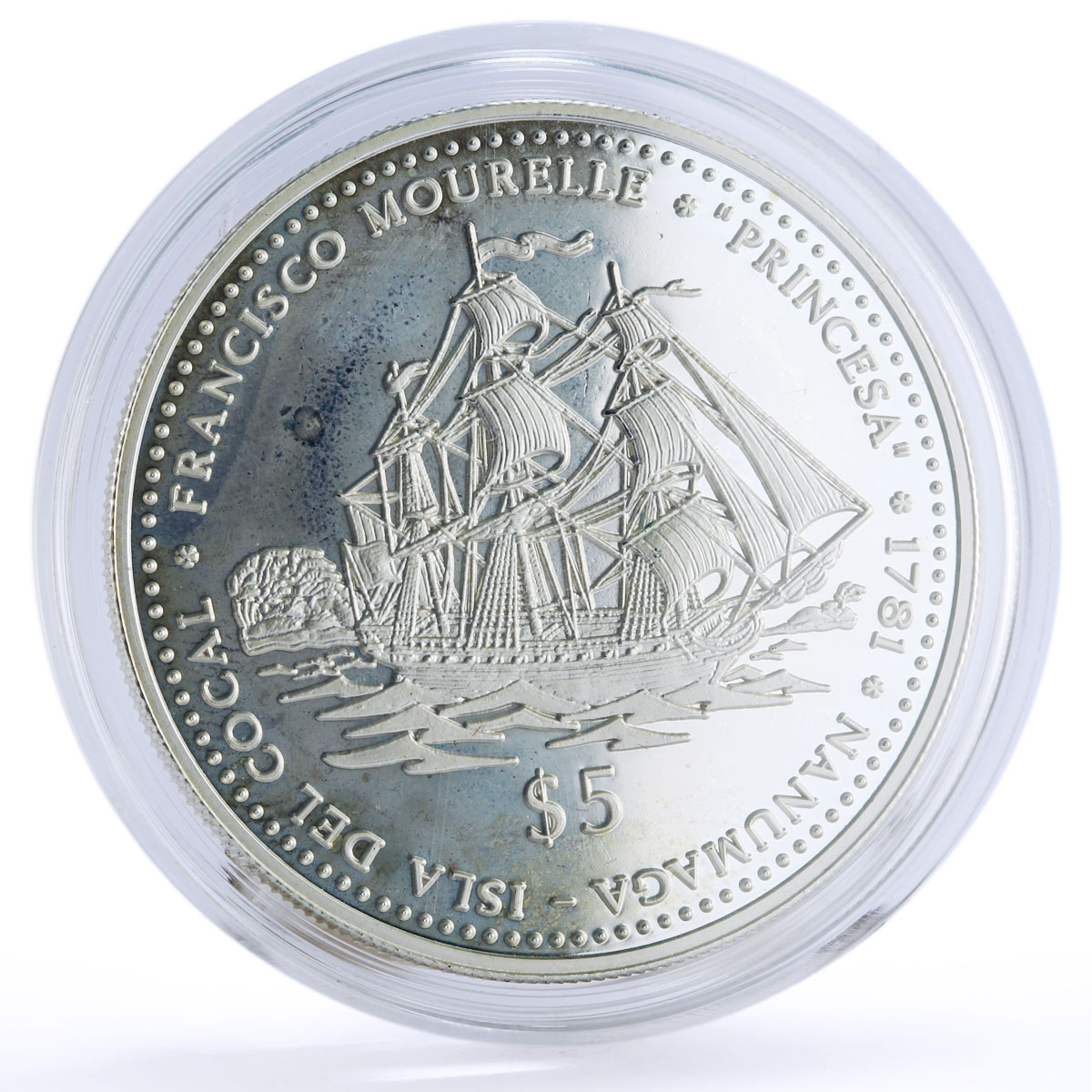 Tuvalu 5 dollars Seafaring La Princesa Princess Ship Clipper silver coin 1999