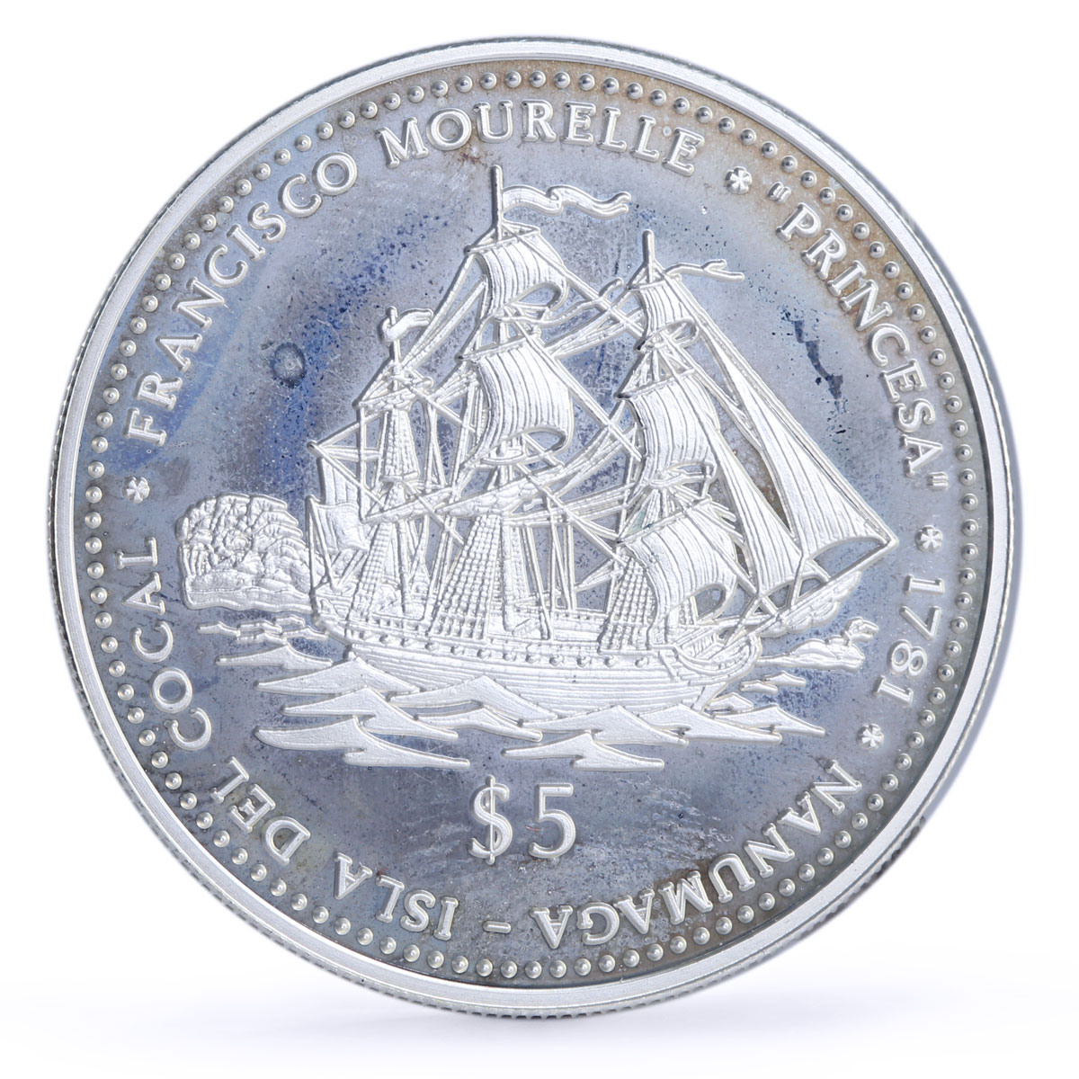 Tuvalu 5 dollars Seafaring La Princesa Princess Ship Clipper silver coin 1999