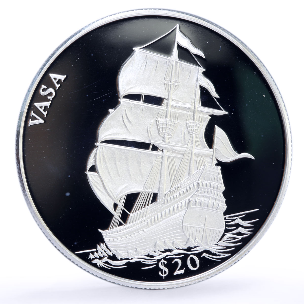 Liberia 20 dollars Seafaring Vasa Ship Clipper proof silver coin 2000