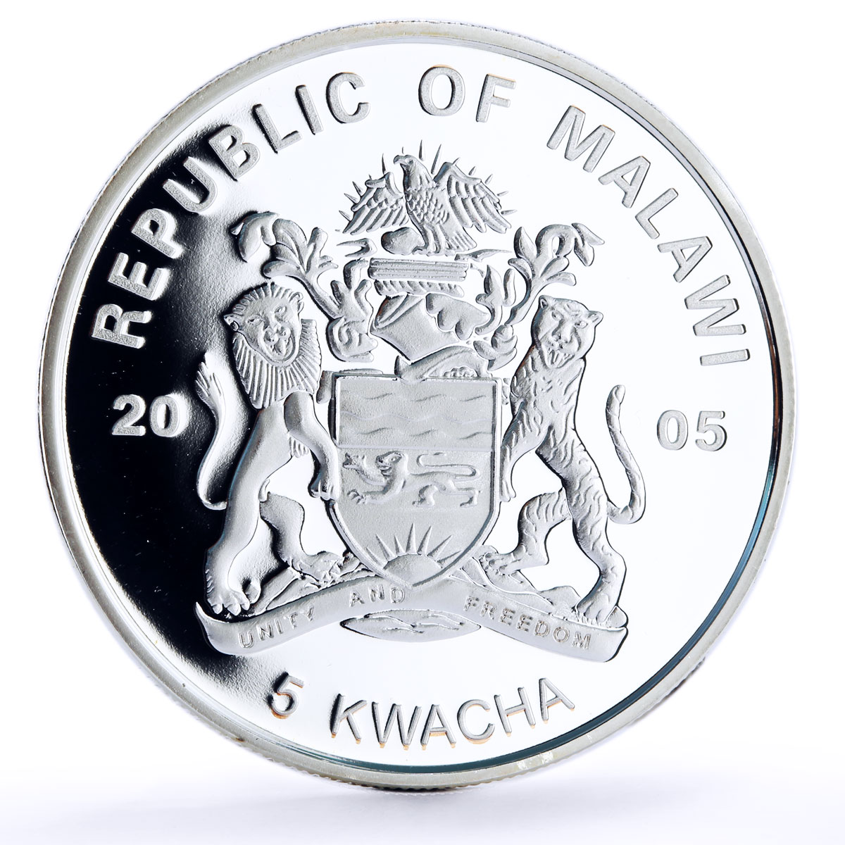 Malawi 5 kwacha Papal Visit John Paul II Ship Clipper proof silver coin 2005