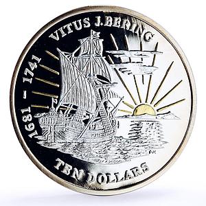 British Virgin Islands 10 dollars Vitus Bering Ship Clipper silver coin 2011