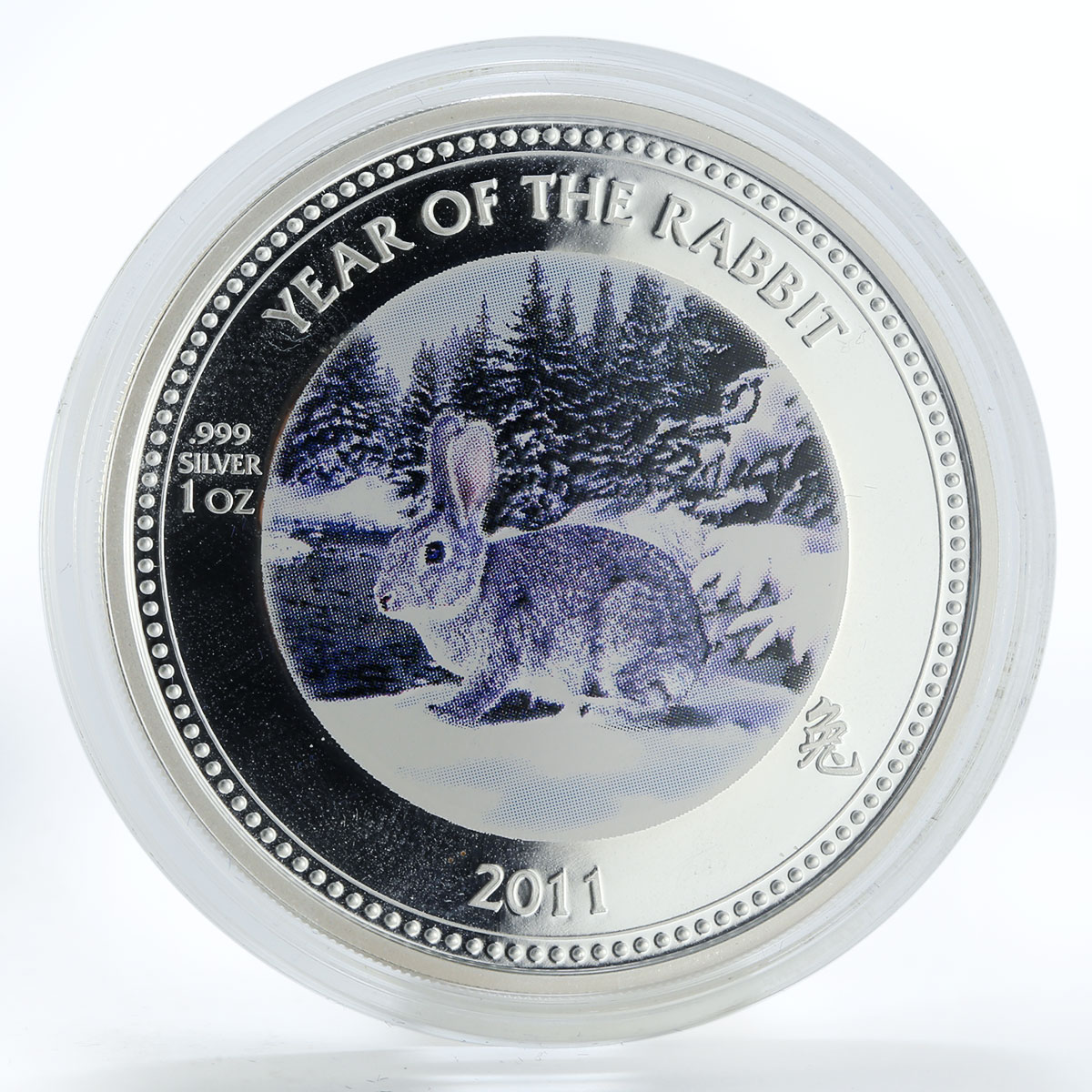 Pitcairn Islands 2 dollars Year of the Rabbit colored silver coin 2011