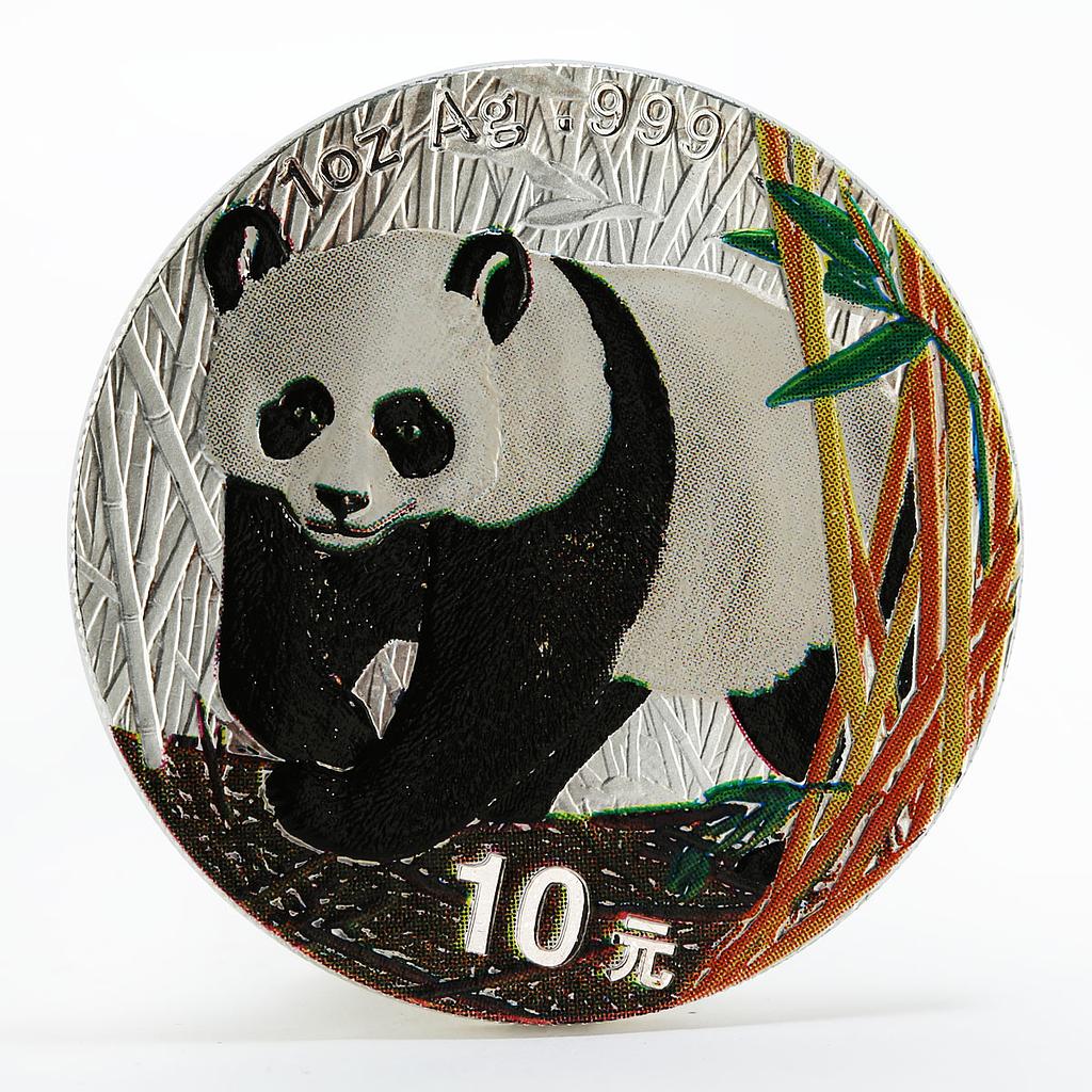 China 10 yuan Panda Series colorized silver coin 2002