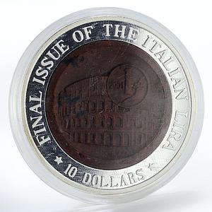 Nauru 10 dollars Final Issue of Italian Lira silver coin 2002