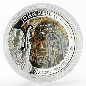 Palau 1 dollar Pope John Paul II colored copper silverplated coin 2011