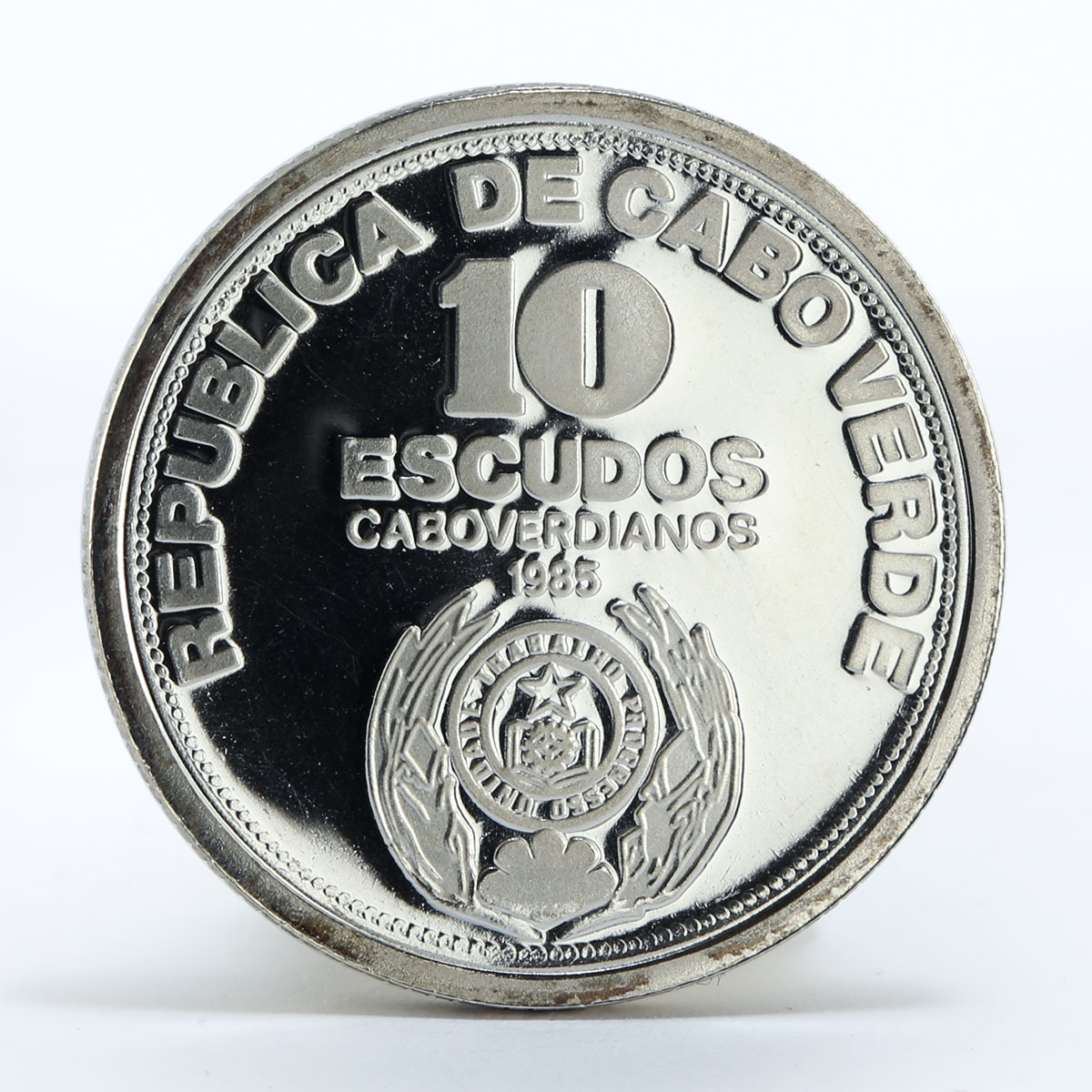 Cape Verde 10 escudos 10th Anniversary of Independence proof silver coin 1985