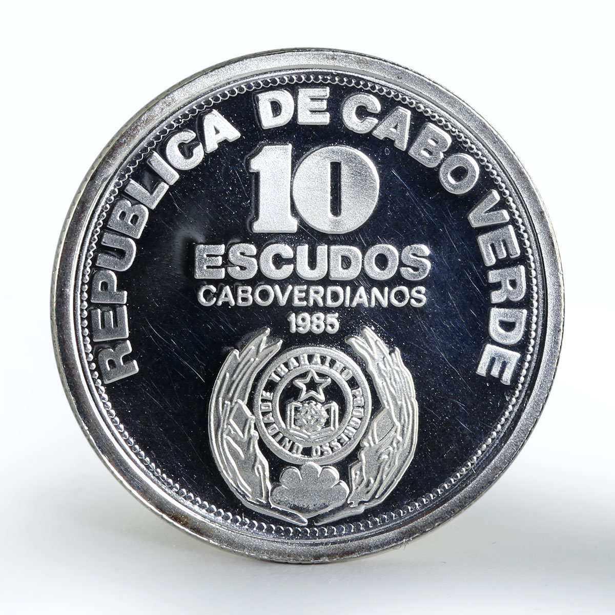 Cape Verde 10 escudos 10th Anniversary of Independence proof silver coin 1985