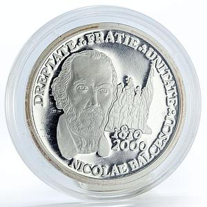 Romania 10 lei 190th Anniversary birth of Nicolae Balcescu silver coin 2009