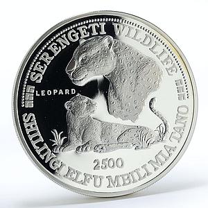 Tanzania 2500 shilings Wildlife Leopard animal proof silver coin 1998