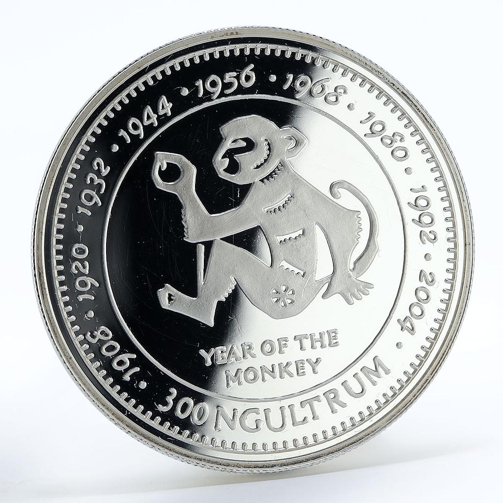 Bhutan 300 ngultrums Year of the Monkey proof silver coin 1996