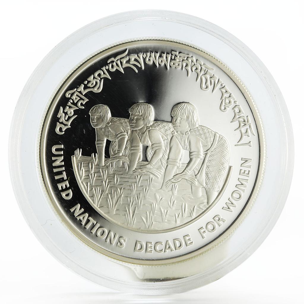 Bhutan 100 ngultrum Decade for Women proof silver coin 1984