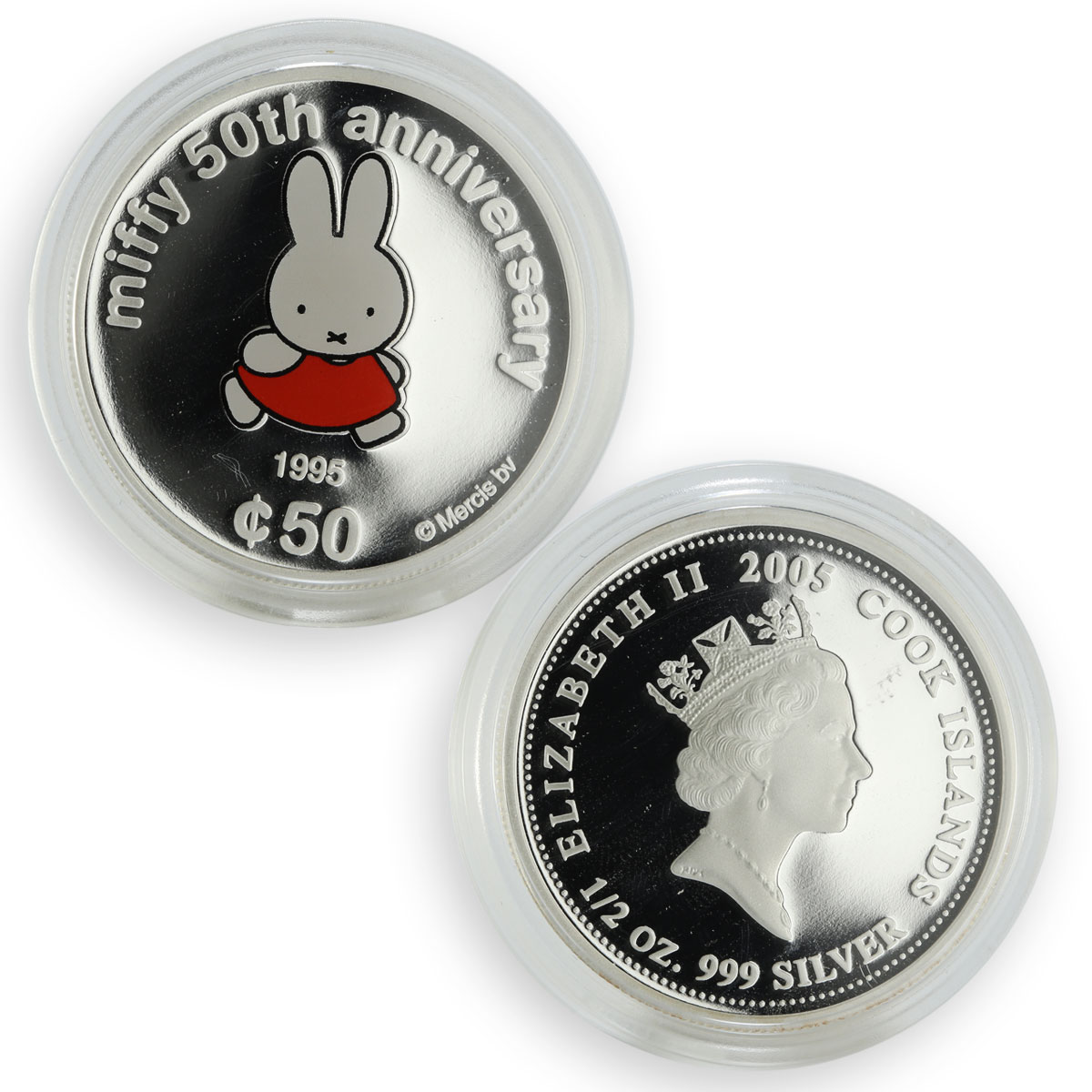 Cook Islands set 5 coins 50th Anniversary Miffy colored proof silver 2005