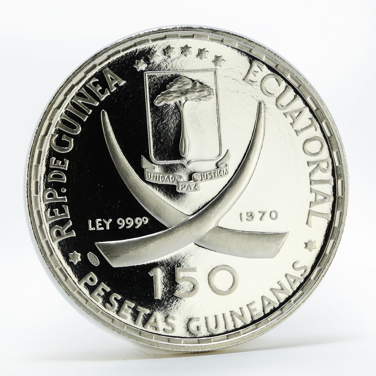Equatorial Guinea 150 pesetas 100th Anniversary of Rome Capital silver coin 1970
