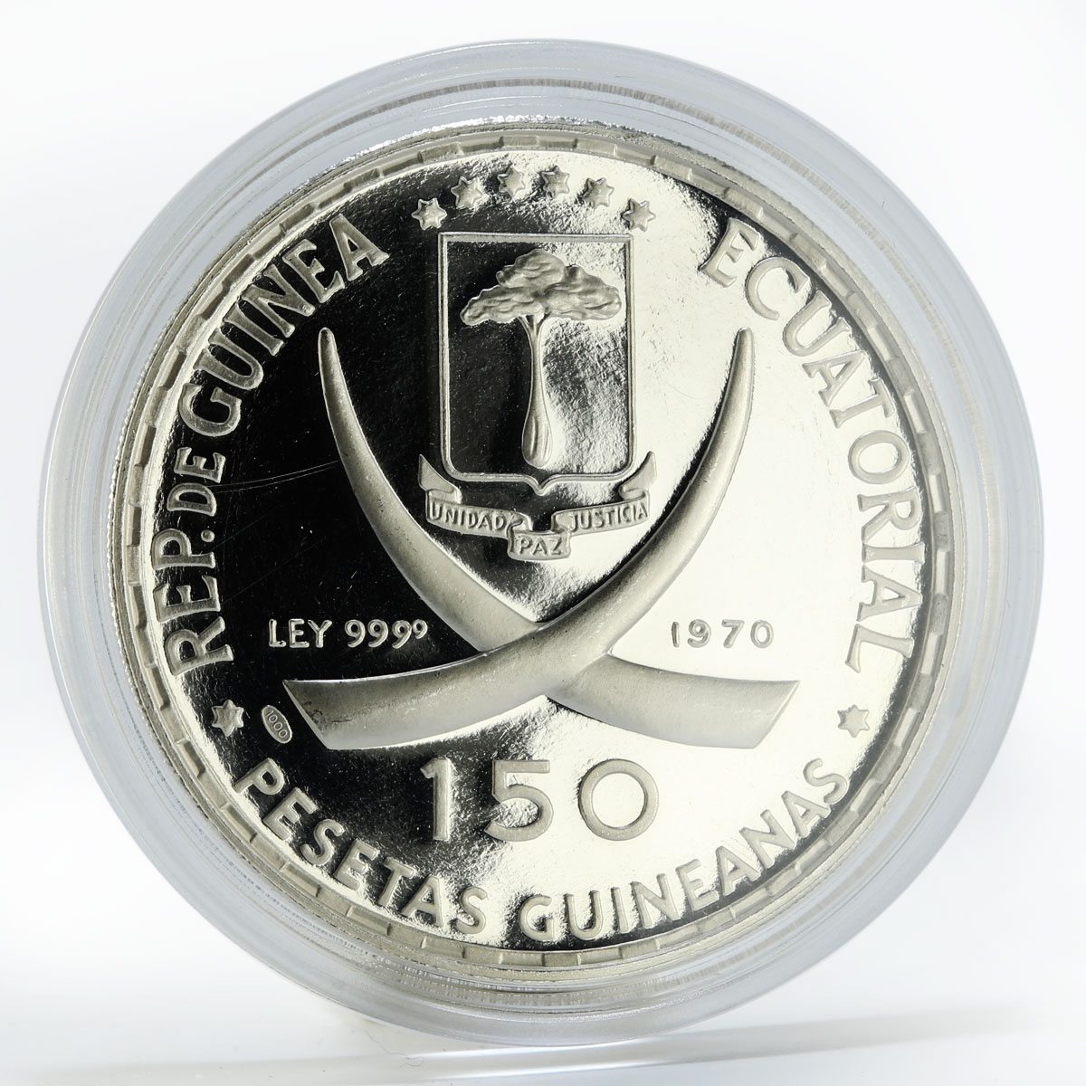 Equatorial Guinea 150 pesetas 100th Anniversary of Rome Capital silver coin 1970