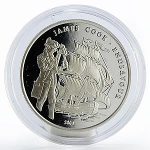 Congo 1000 francs Seafaring Endeavour Ship Clipper James Cook silver coin 2003