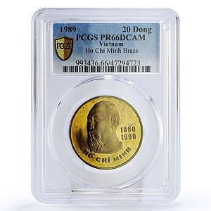 Vietnam 20 dong 100th Anniversary Birth of Ho Chi Minh PR66 PCGS brass coin 1989