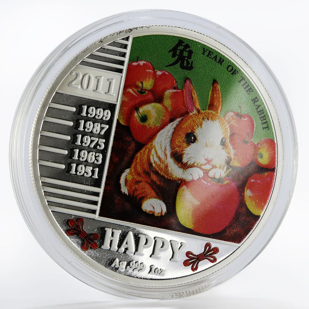 Malawi 20 kwacha Year of the Rabbit colored proof silver coin 2011